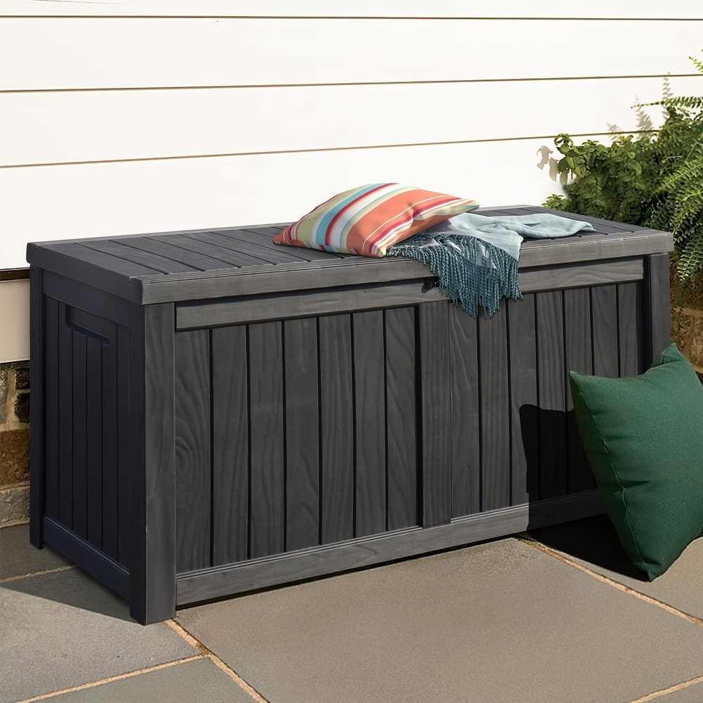 Rubbermaid 1837303 Patio Chic 29 Wide Resin Outdoor Storage Box - Brown -  Bed Bath & Beyond - 27778236