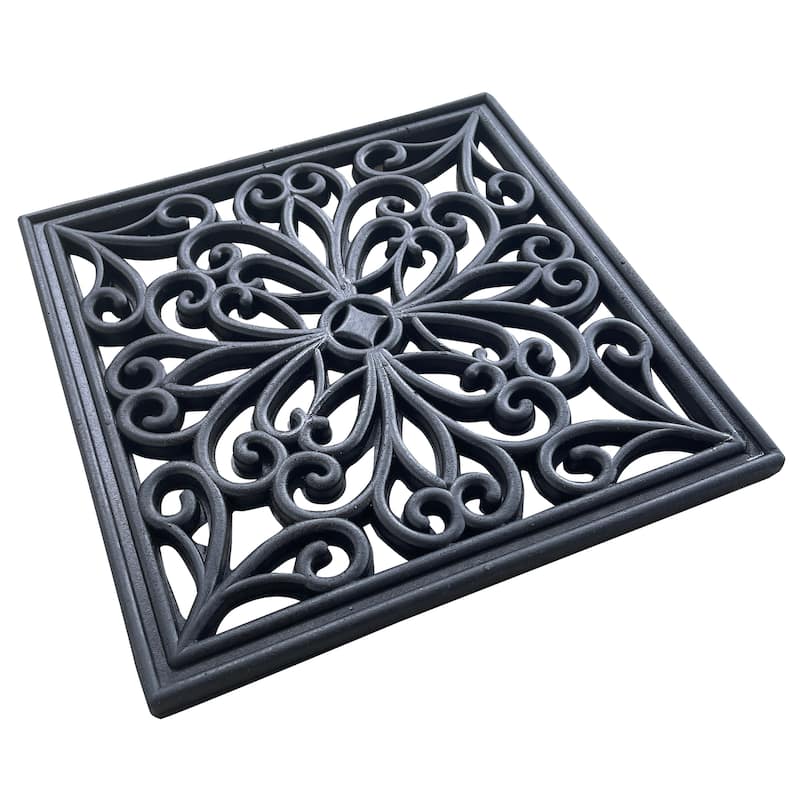 4 Piece 12 inch Square Rubber Scrollwork Step Mat Set - 12"Lx12"Wx.4"H