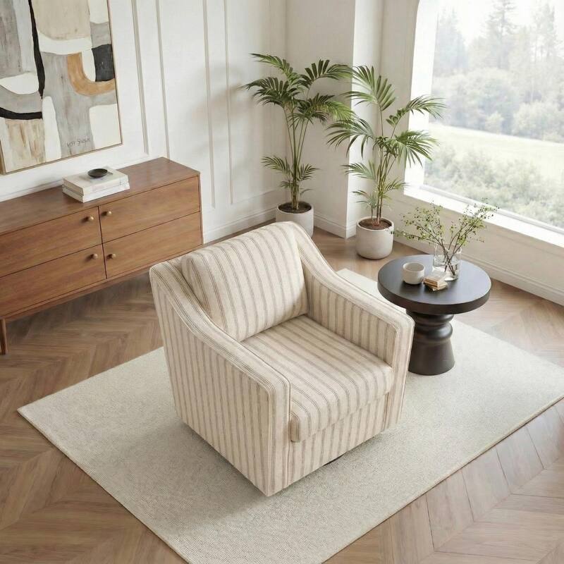 30'' W Vegan Leather/ Chenille Swivel Accent Chair