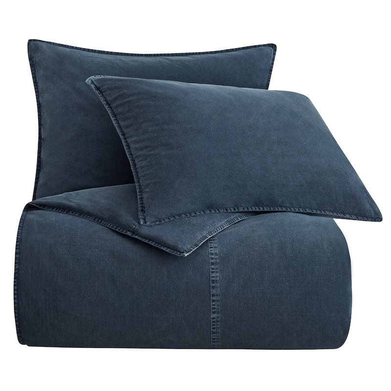 Hiend Accents Stonewashed Cotton Canvas Vintage Chic 3 Piece Duvet Cover Set
