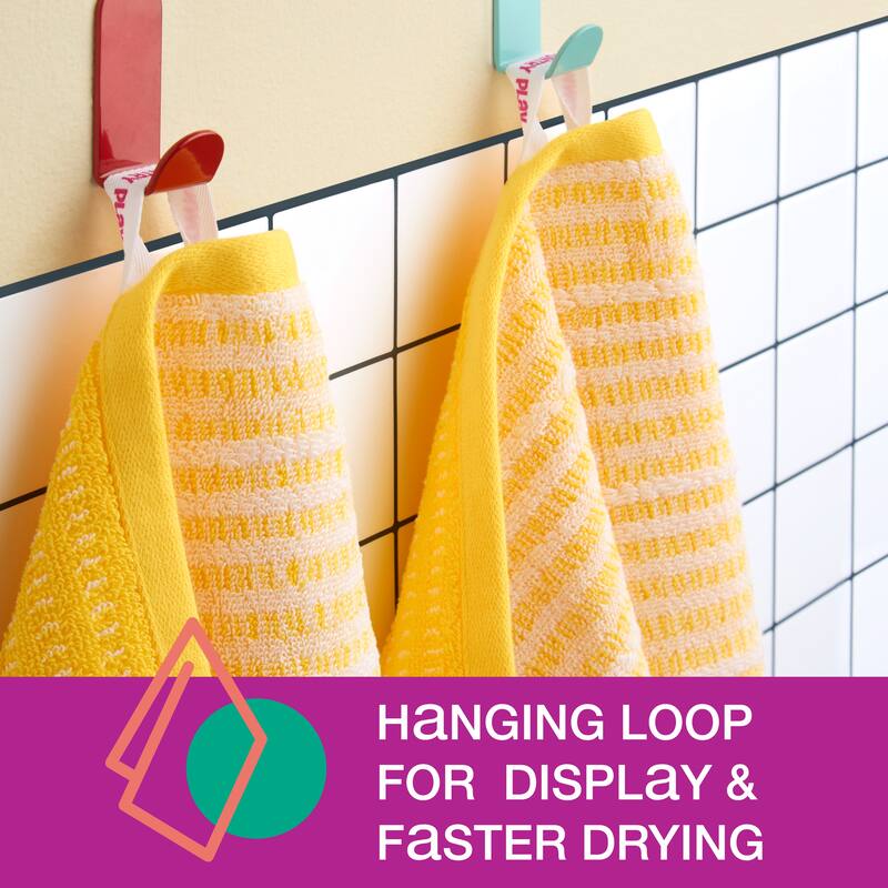 TOWN & COUNTRY PLAY 4-Piece Striped Reversible Terry Brights Washcloth Set, 13x13-Inch, 100% BCI Cotton - 13"x13"