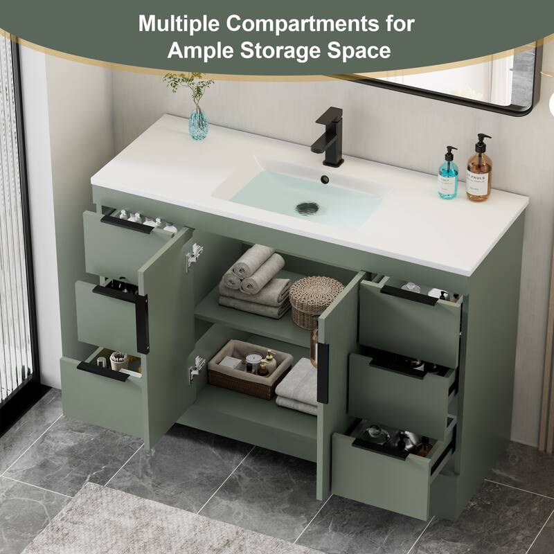 Vertical Stripes Bathroom Vanity Set with Sink Top & Faucet