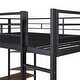 preview thumbnail 15 of 41, Full Size Metal Loft Bed With 2 Shelves and one Desk for Home