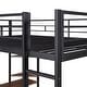 preview thumbnail 15 of 13, Full Size Metal Loft Bed with 2 Shelves and Desk, Black