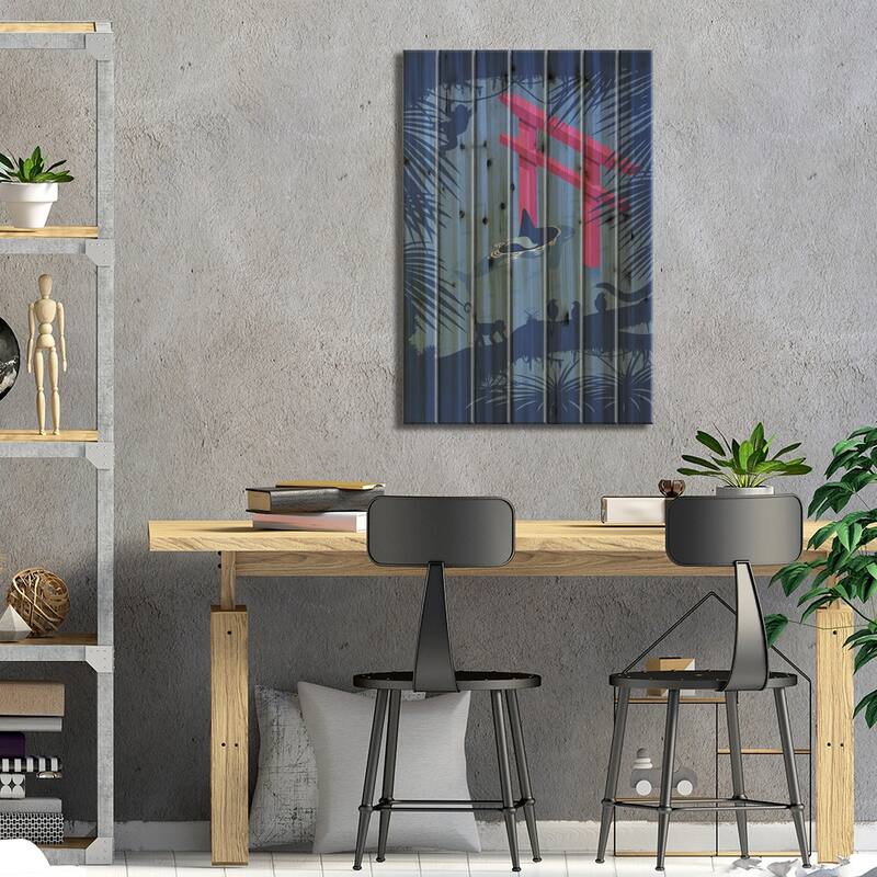 Whale Under Japanese Torii Print On Wood by Alberto Perez - Multi-Color