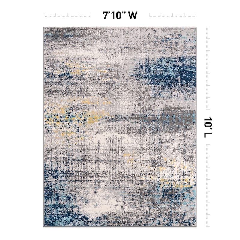 World Rug Gallery Geneva Contemporary Distressed Absract Area Rug