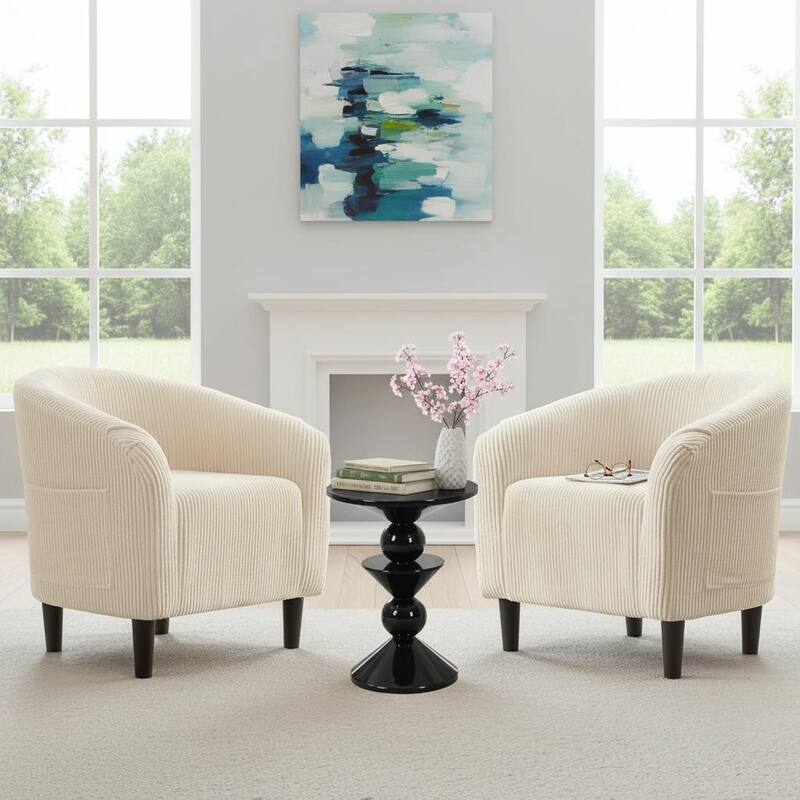 Corduroy Club Chair,with Soft Cushion