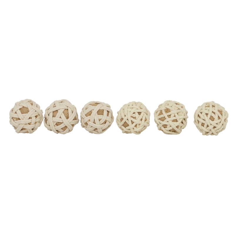 Brown Jute Rope Handmade Woven Decorative Ball Orbs & Vase Filler (Set of 6) - 4 x 4 x 12 Round