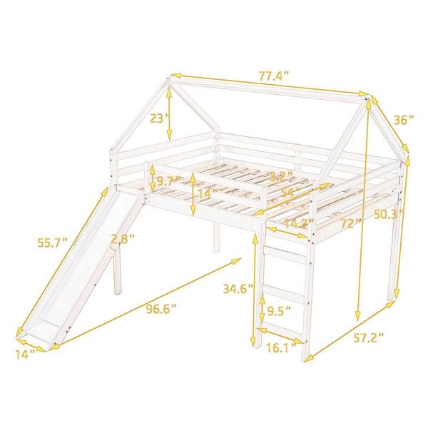 dimension image slide 0 of 2, House Loft Bed with Slide