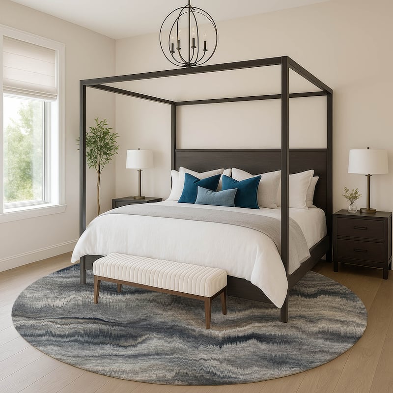 Premium Washable Super Soft Contemporary Blur Mayfield Rug - Gray - 8' x 8'