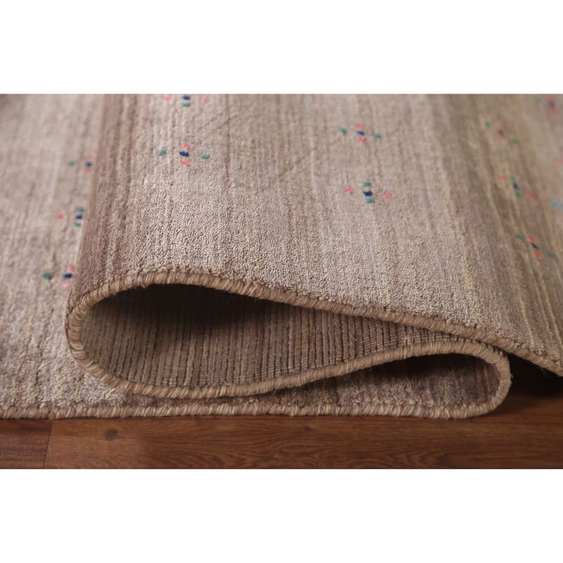 Striped Gabbeh Oriental Area Rug Hand-Knotted Wool Carpet - 7'10" x 9'7"