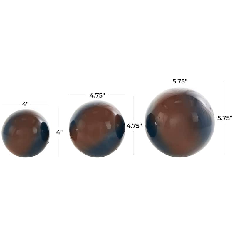 Black, Brown or White Plastic Decorative Ball Orbs & Vase Filler with Gold Stripe or Blue Accents (Set of 3)