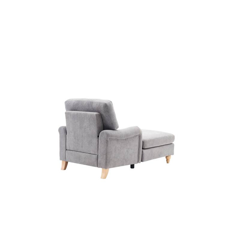 Modern Mid-Century Grey Foam Chaise Lounger Sofa
