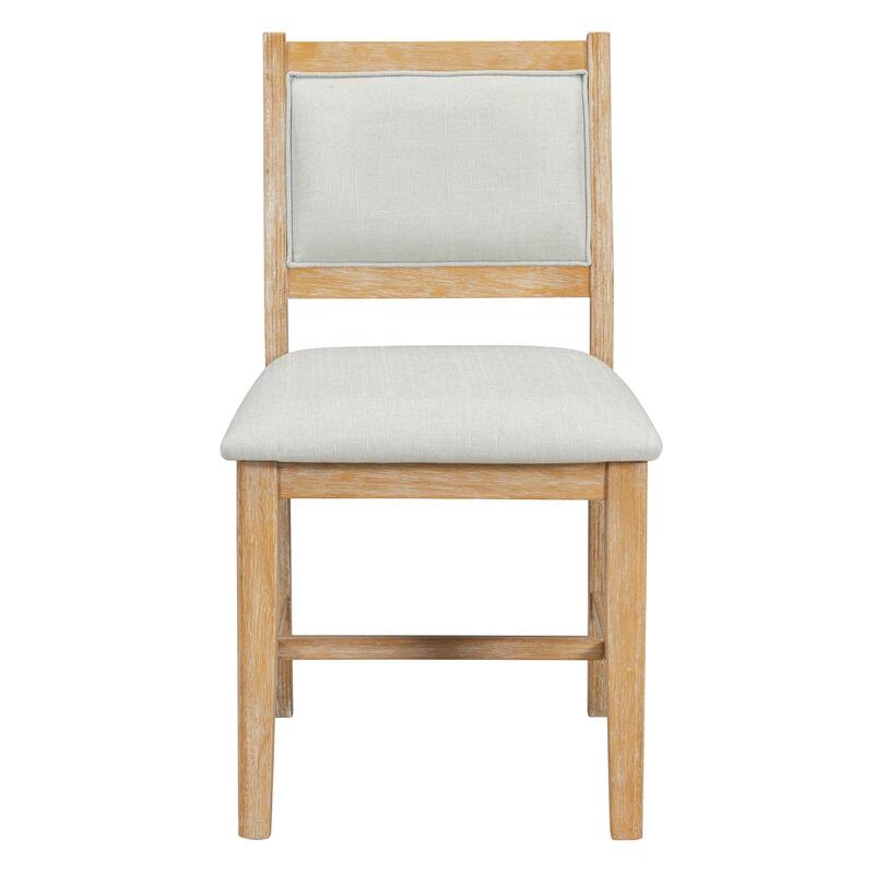 Retro 7-Piece Dining Table Set with Upholstered Chairs and Solid Wood Frame for Stylish Gatherings