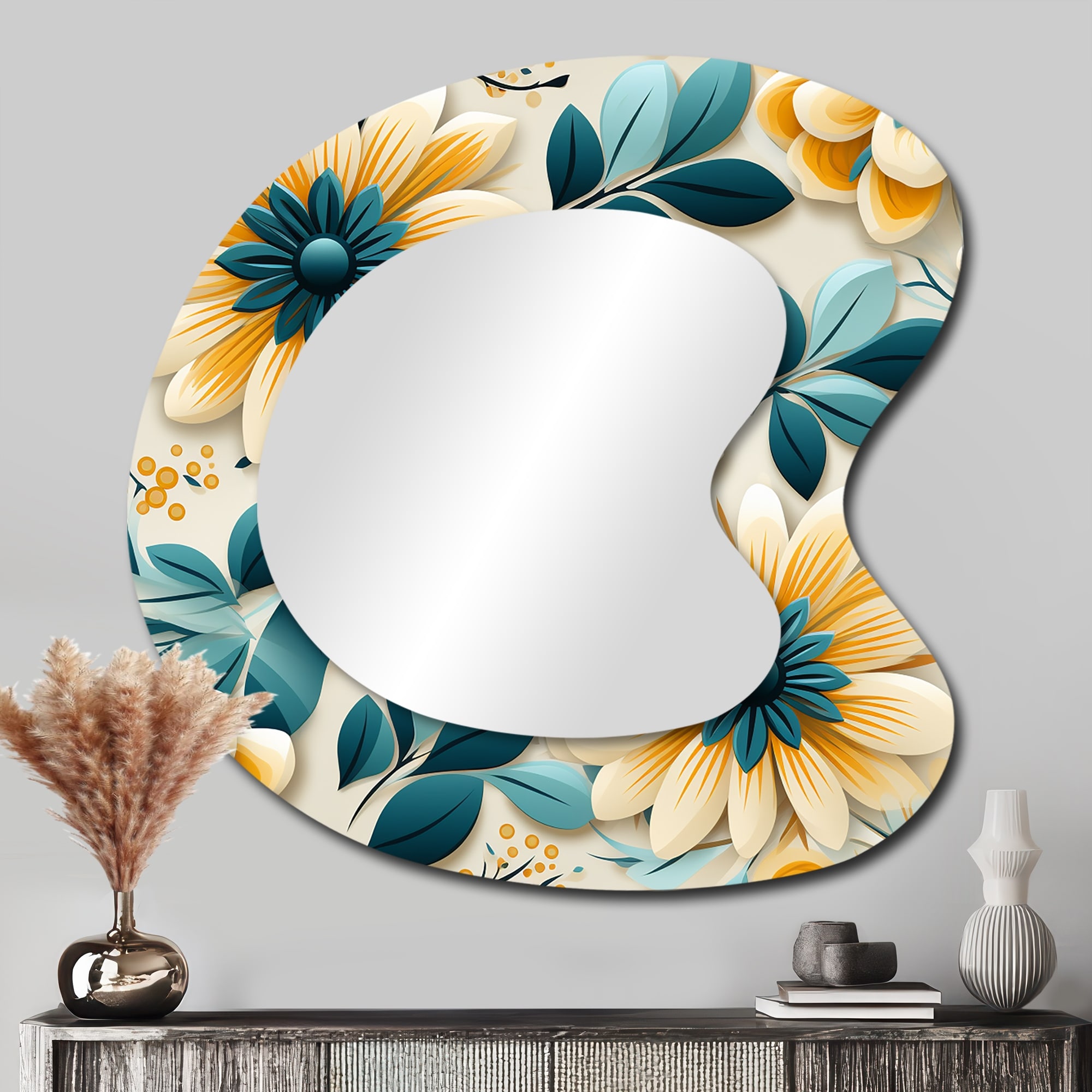 Yellow And Blue Tranquil Floral Garden Zen - Abstract Botanical