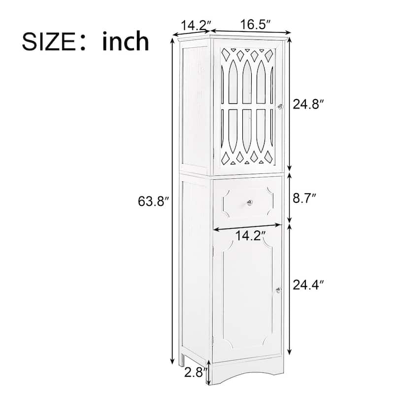Merax Freestanding Tall Bathroom Cabinet with Acrylic Door