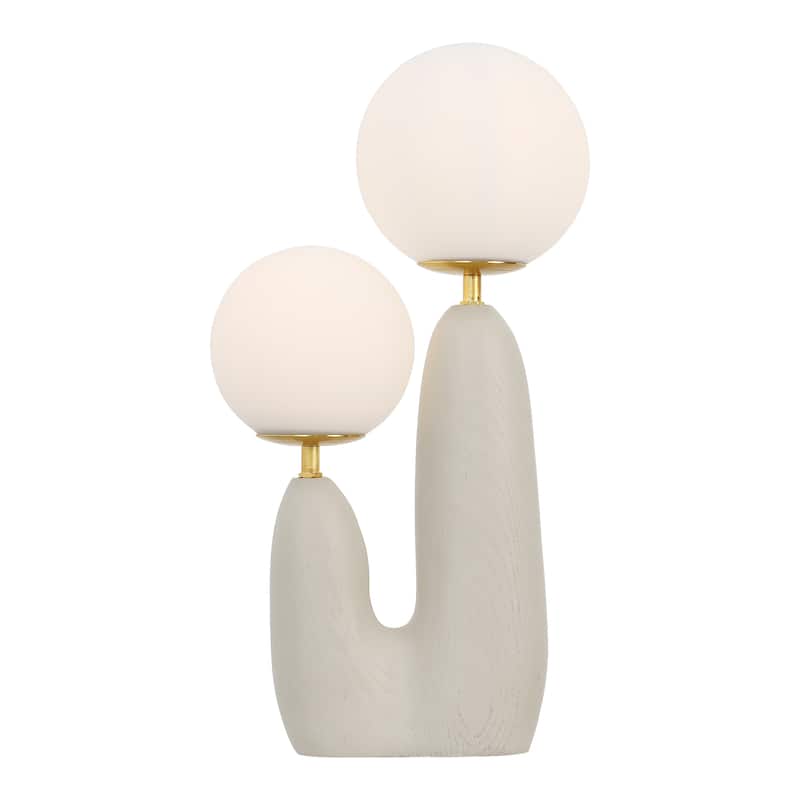 Astra 17.75" 2-Light Modern Bohemian Resin/Iron/Frosted Glass Danish Cactus LED Table Lamp, by JONATHAN Y