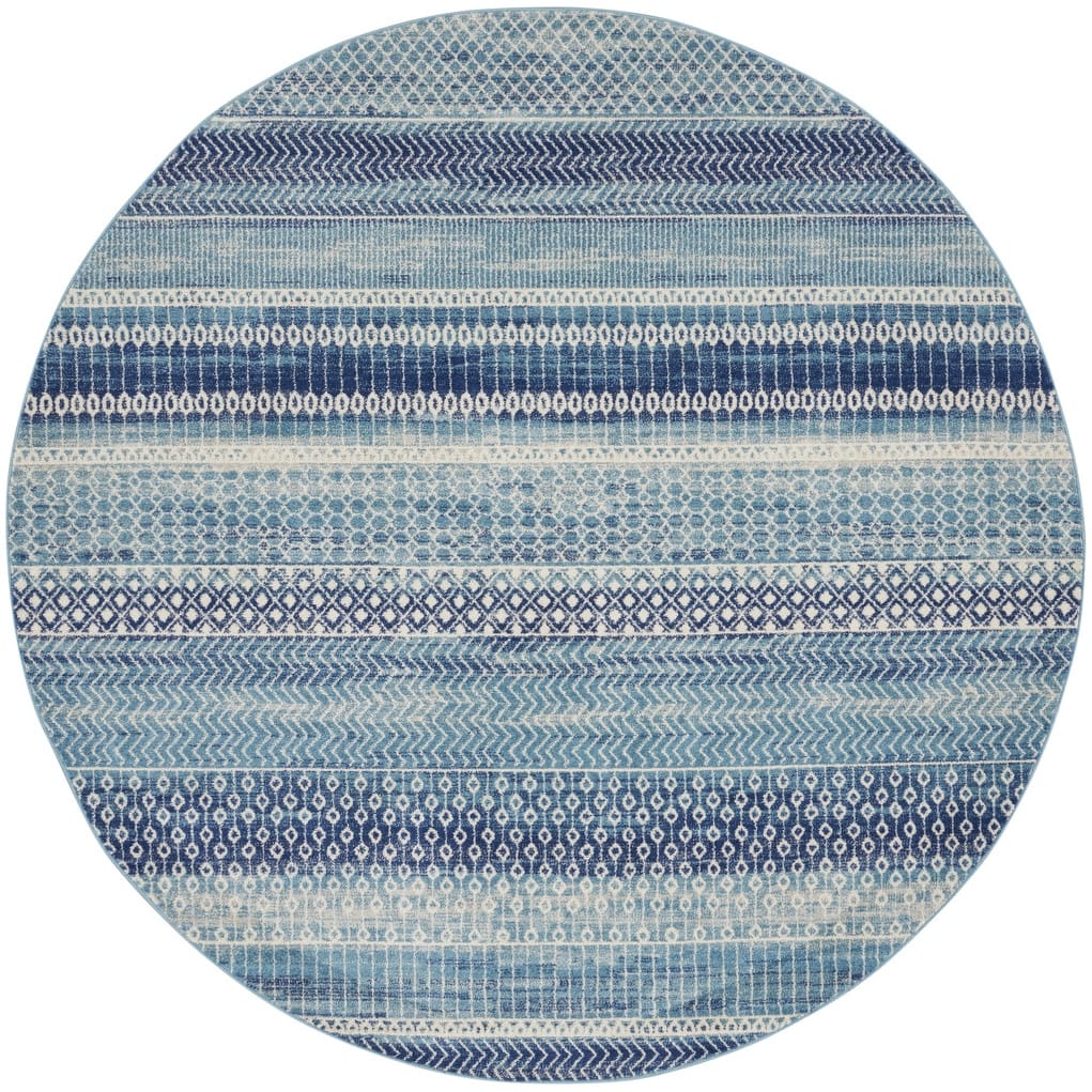 Rake Power Loomed Geometric Floral Area Rug By HomeRoots - 8' Round