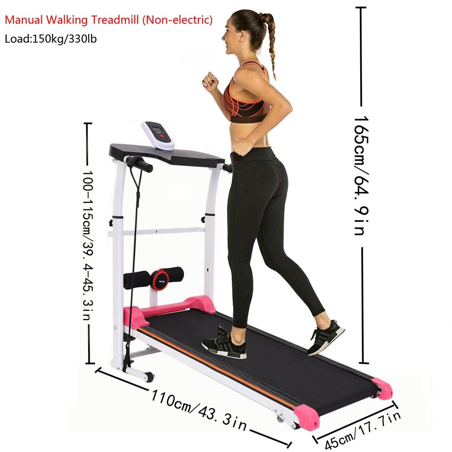 Mini Two wheeled Mechanical Treadmill Foldable Walking Machine