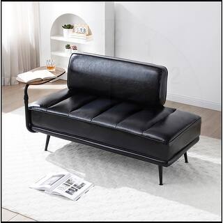 55"W Faux Leather End of Bed Bench With side table