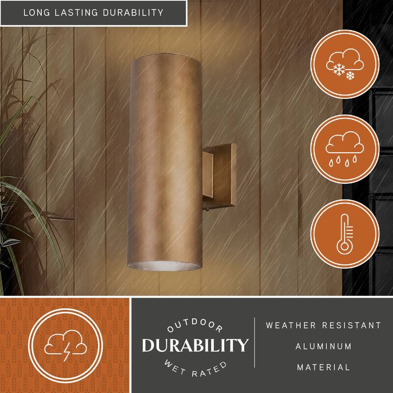 Chiasso Aluminum 2-Light Cylinder Outdoor Wall Lantern