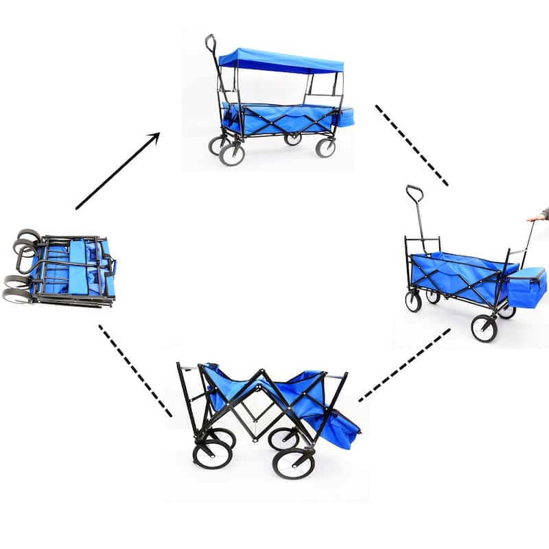 Folding Steel Large Capacity Wagon Garden Cart Shopping Beach Cart