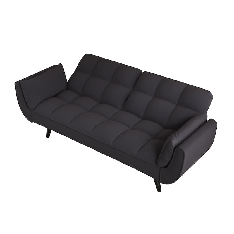 57" Velvet 2 Seater Convertible Sofa with Adjustable Backrest and Armrests for Compact Living Spaces