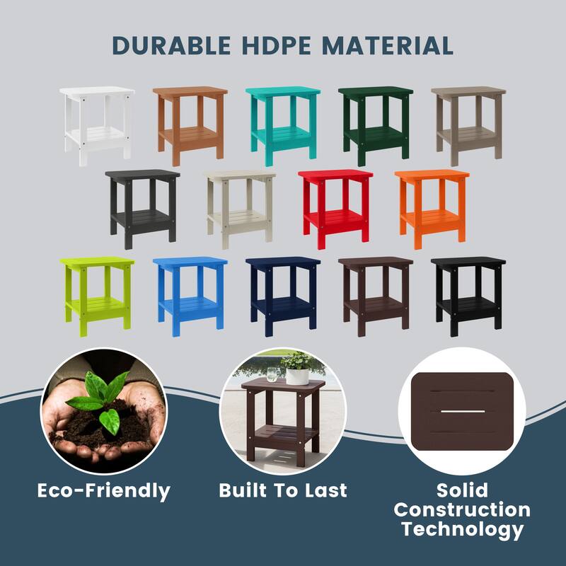 Brighton Outdoor Poly Two Shelf Side Table