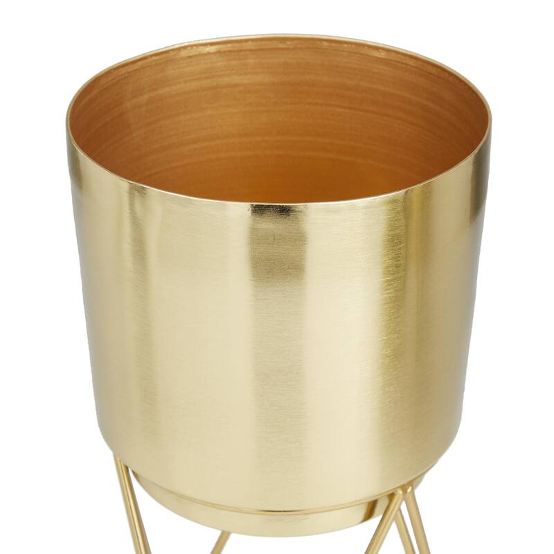 Metal Indoor Outdoor Planter with Removable Stand - Set of 2 Gold - CosmoLiving by Cosmopolitan