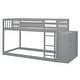 preview thumbnail 3 of 11, Twin over Twin Floor Bunk Bed with 4 Storage Drawers & 3 Shelves, Wooden Bunk Bed Frame w/Built-in Ladder, Safety Guardrail,Grey