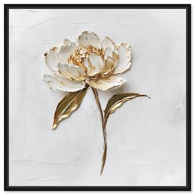 Simple Golden Peonie Canvas by Art Remedy