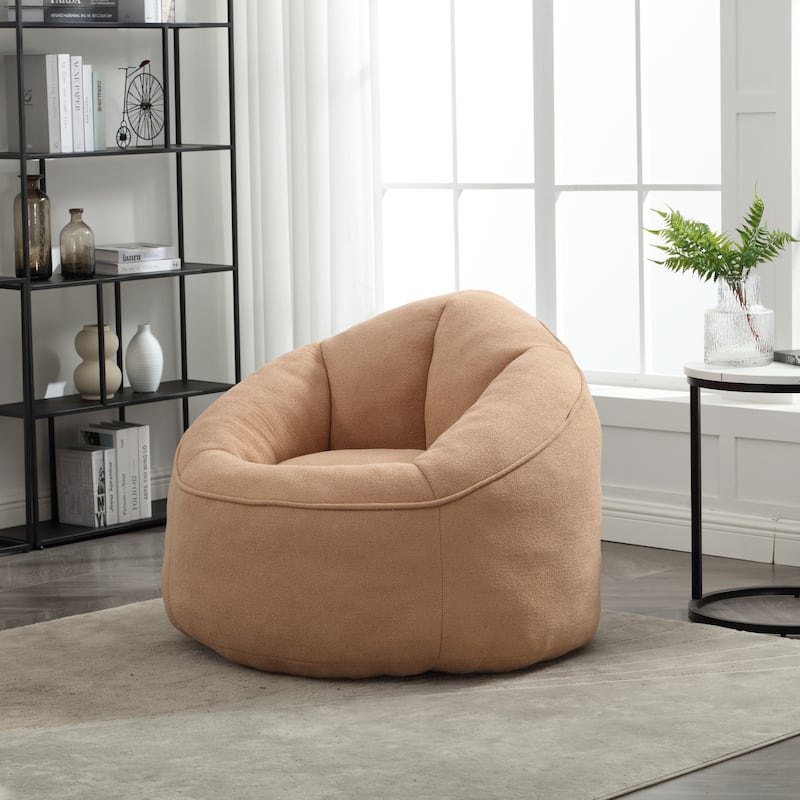 Tan Modern 40" Microfiber Upholstered Accent Chair with Ottoman and Padded Foam Padding Compressed for Living Room