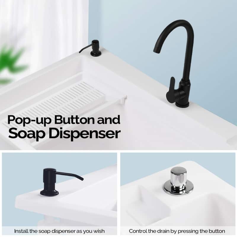 40 In.W Utility Sink Washing Room Sink Big Laundry Tub With Faucet - N/A