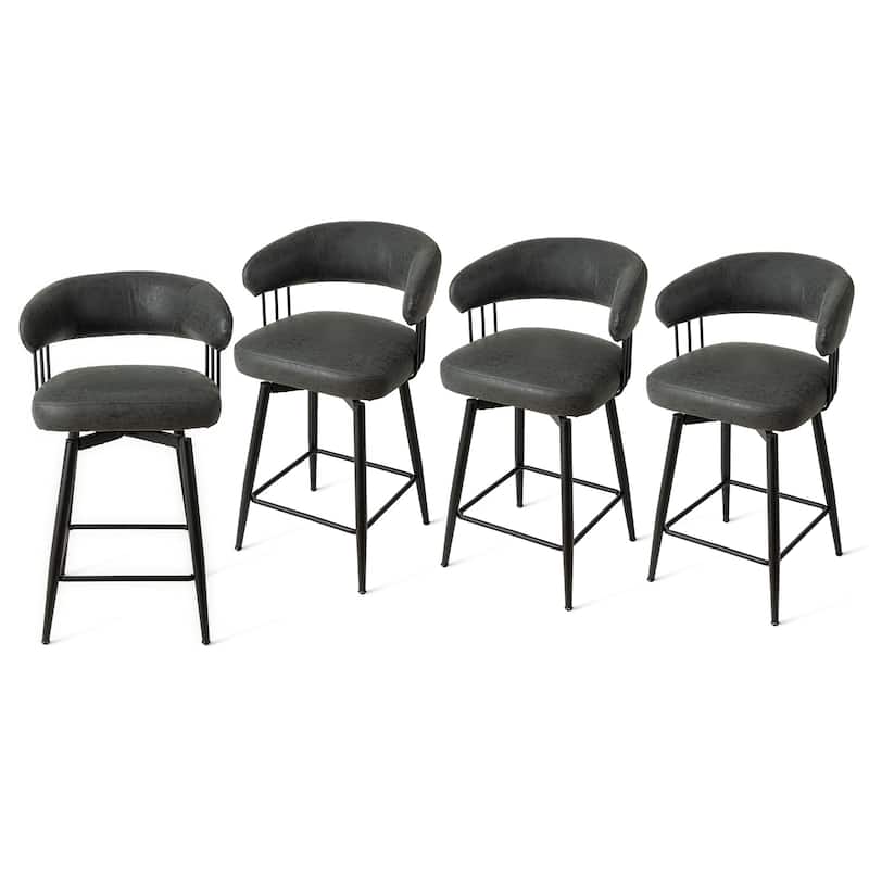 Glitzhome 26 or 31 Inches Modern Upholstered Swivel Counter Height Bar Stools
