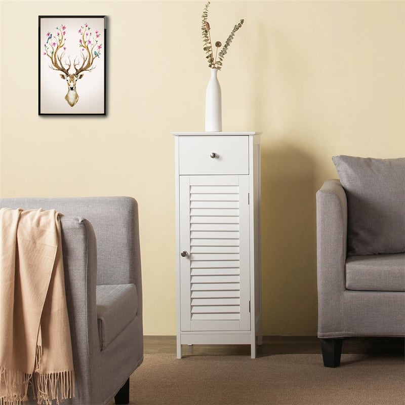 Yaheetech Bathroom Free Standing Storage Floor Cabinet with Drawers - White