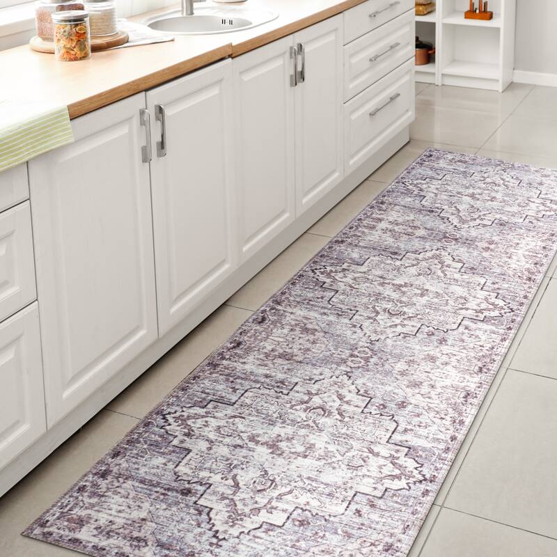 JONATHAN Y Alacati Boho Gray Medallion Machine Washable Area Rug