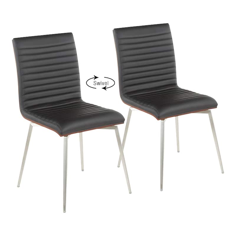 Mason Stainless Steel Wood Swivel Chair (Set of 2)