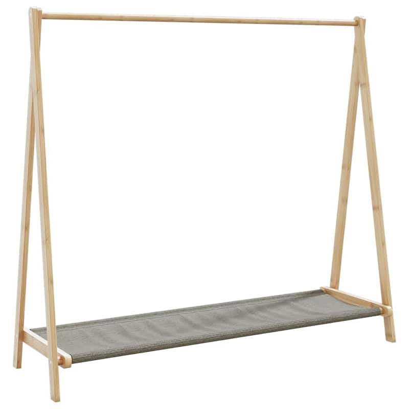 vidaXL Clothes Rack with Shelves Foldable Coat Rack Hanging Stand Hanger Bamboo - 41.7" x 13.4" x 40.2" - Brown - without wheels/ fabric