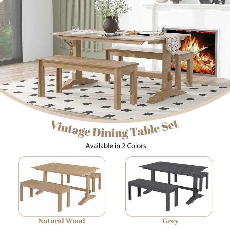 3-Piece Rustic Retro Dining Table and Chair Sets Home Party Dining Table and Chair Sets for Kitchen Garden Dining Room