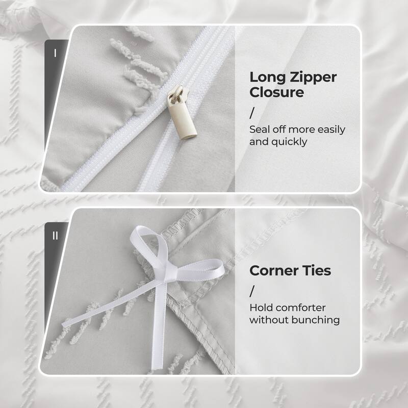 Lightweight Clipped Duvet Cover Set Geometric Solid Color