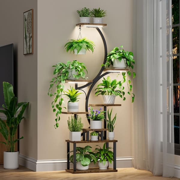 Plant Stand Indoor with Grow Lights, 8 Tiered Indoor Plant Shelf for Indoor  Plants Multiple, S-Shaped Metal Plant Holder Stand - Bed Bath & Beyond -  40499447