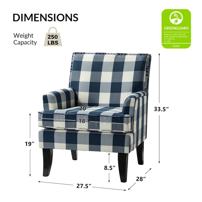 Akorda Classic Armchairs with Nailhead Trim and Solid Wood Legs Set of 2 by HULALA HOME
