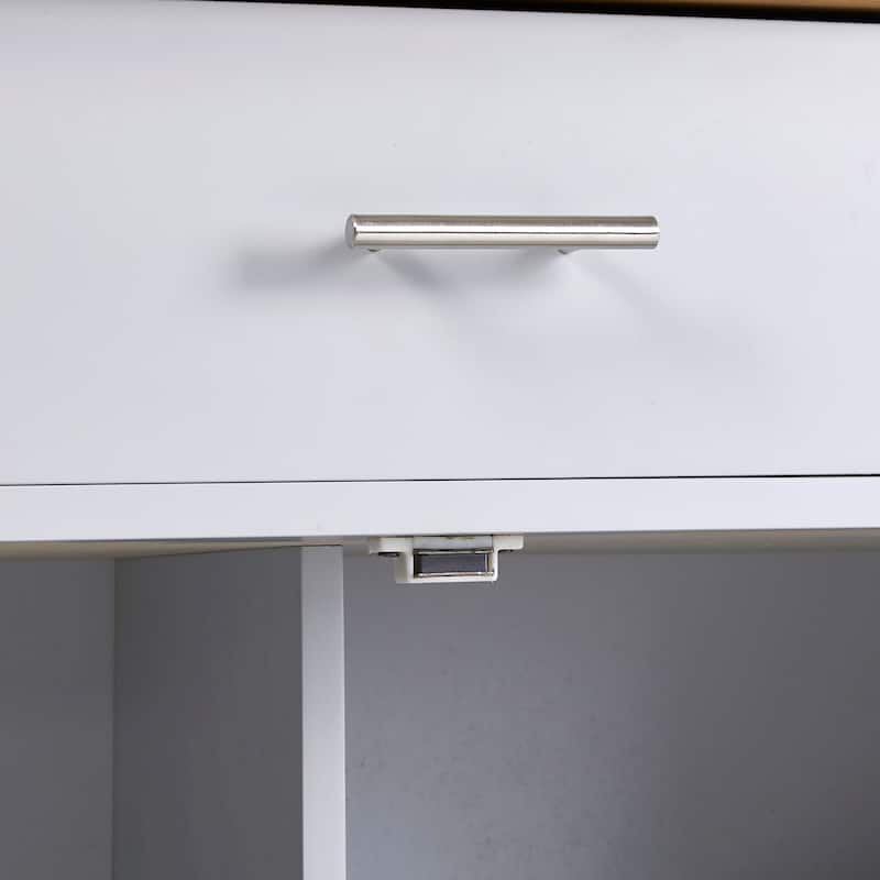 Gren MDF Rolling Kitchen Island with Internal Storage Rack(39-in x26-in x34-in)