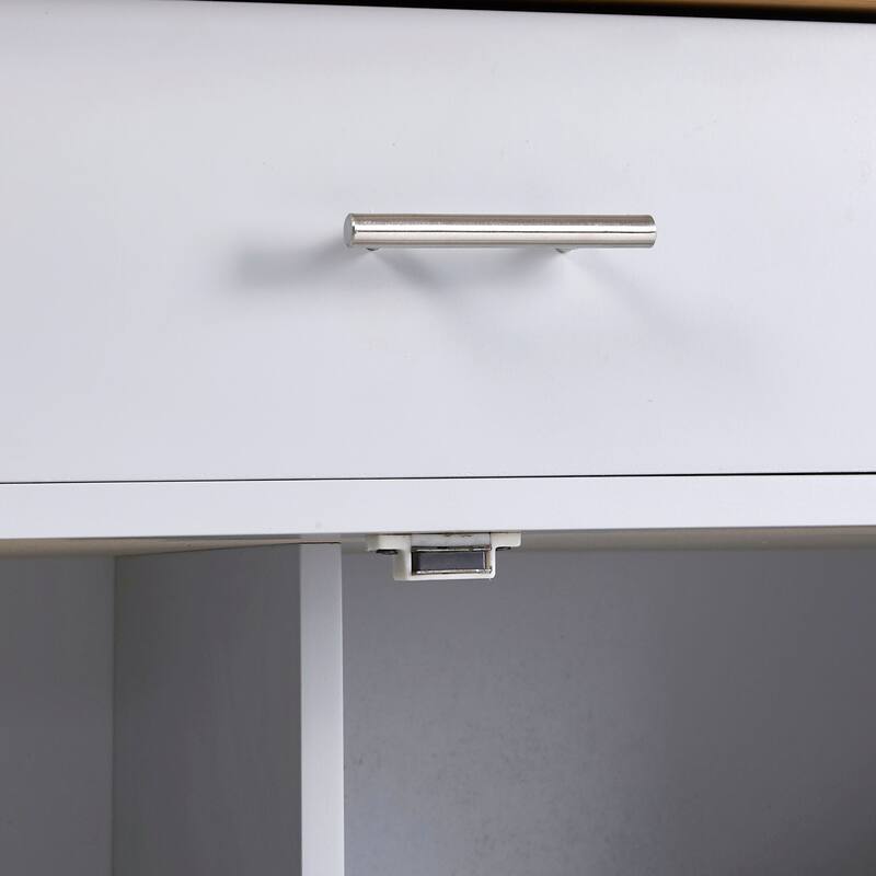 Rolling Kitchen Island with Divider and Internal Storage Rack
