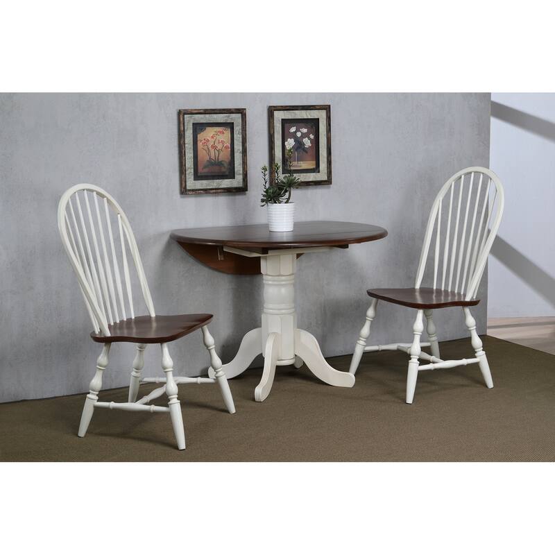 Wooden Side Chairs - 41" - White and Brown - Set of 2