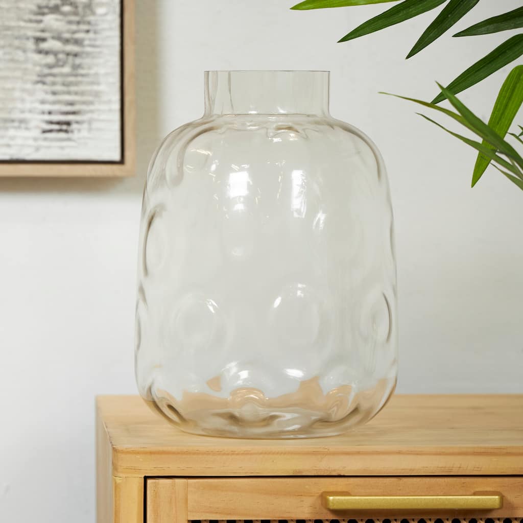 Gray Glass Decorative Vase with Bubble Texture