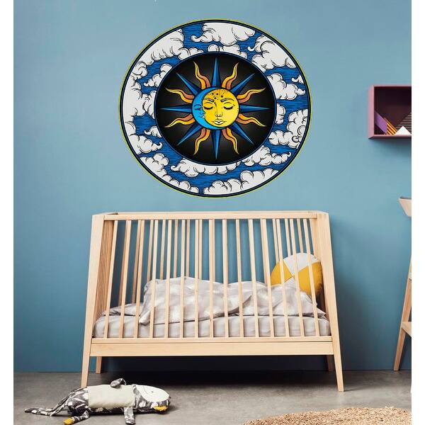 slide 1 of 6, Sun and Moon Boho Decal, Sun and Moon Boho Sticker, Sun and Moon Boho Wall Decor