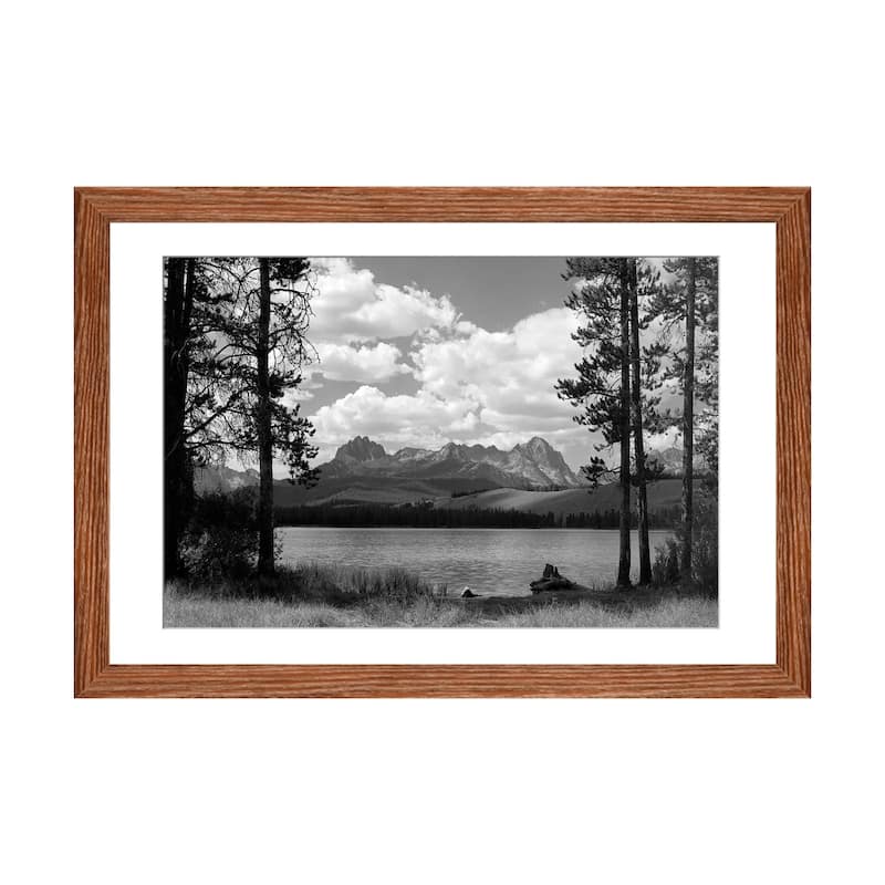 iCanvas "1960s Little Red Fish Lake In Idaho With Saw Tooth Mountains In Background Viewed" by Vintage Images - Walnut - 16x24x1