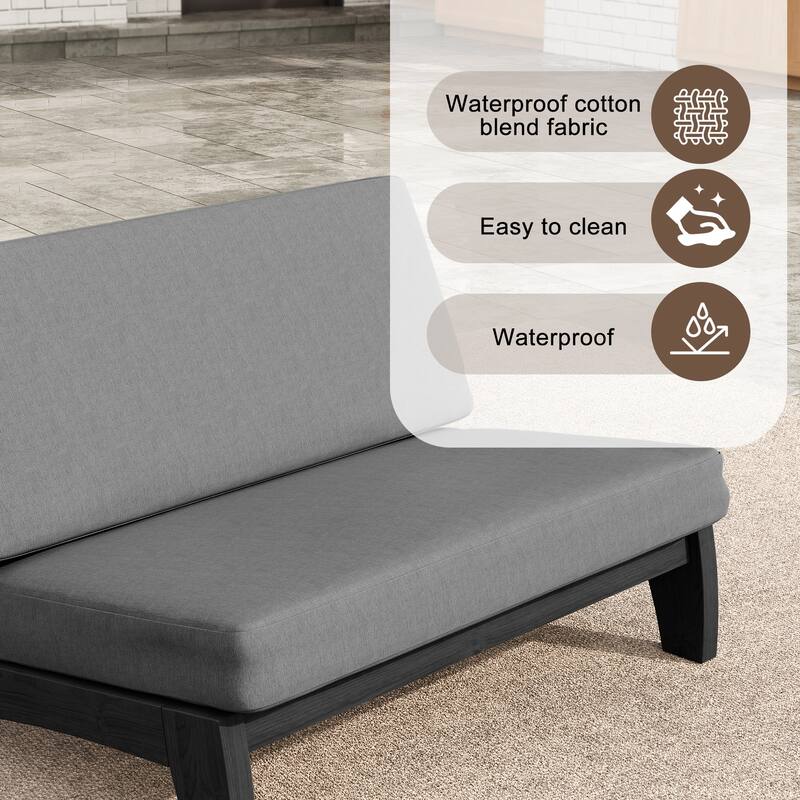 Sectional Wood Furniture 2 Seat Armless Patio Sofa
