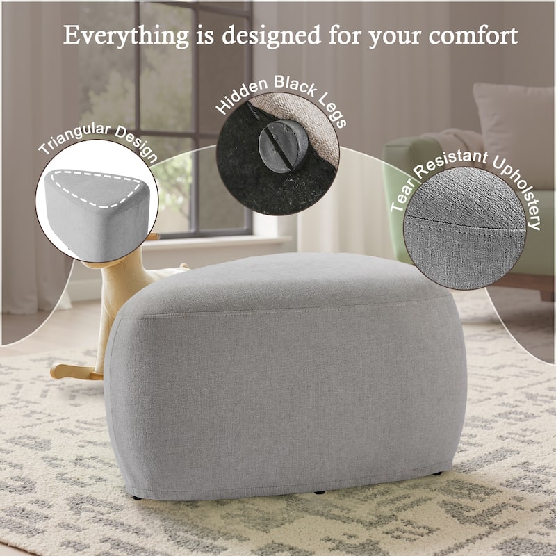 Bonnie 26"/43" W Chenille Small/ Oversized Triangular Cheese Ottoman